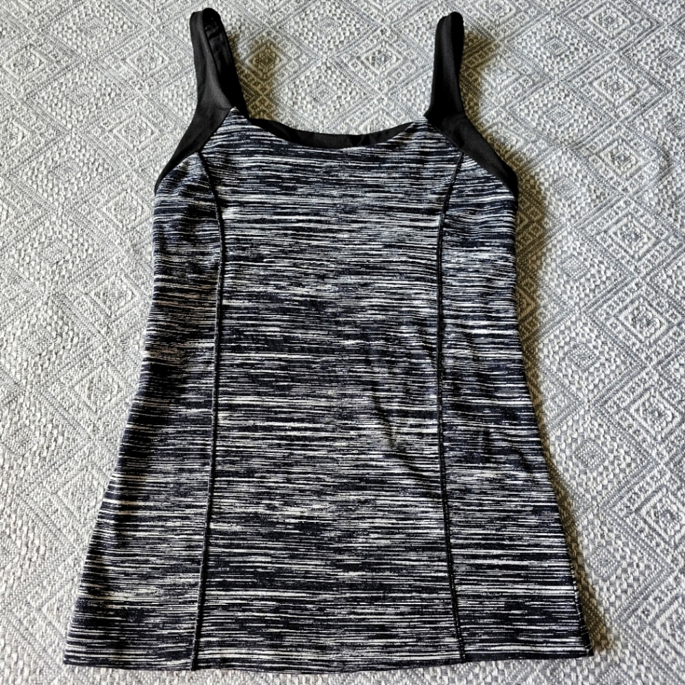 VSX Victoria Secret Athletic Tank Black White With Built-in Sports Bra - Small